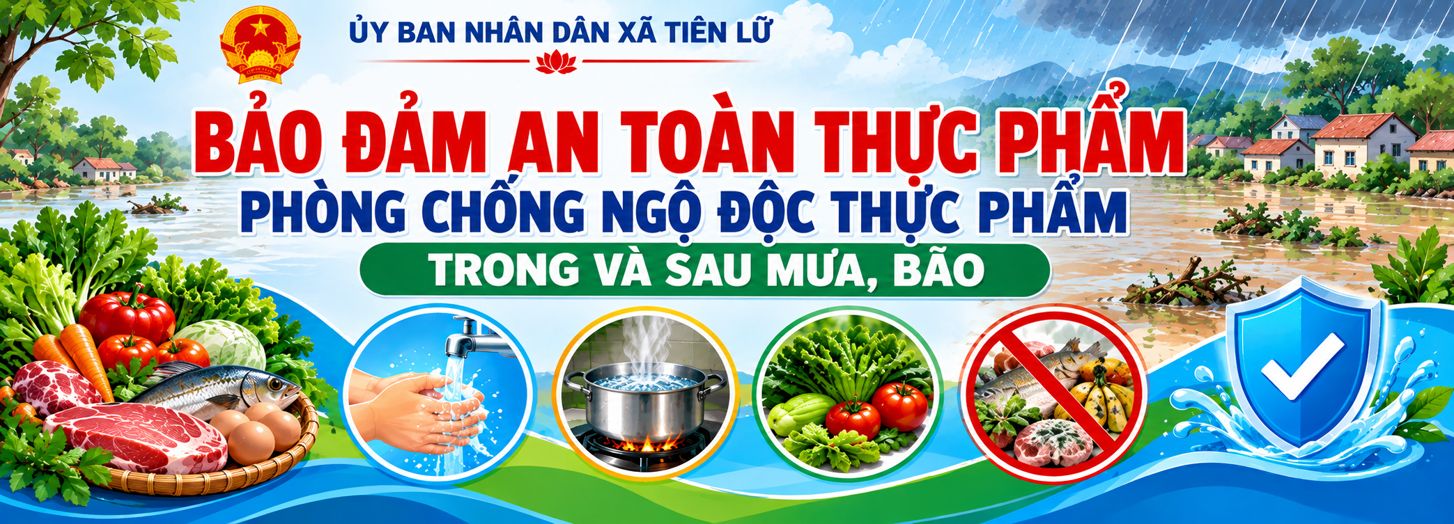 TUYÊN TRUYỀN VỀ BẢO ĐẢM AN TOÀN THỰC PHẨM, PHÒNG CHỐNG NGỘ ĐỘC THỰC PHẨM TRONG VÀ SAU MƯA, BÃO